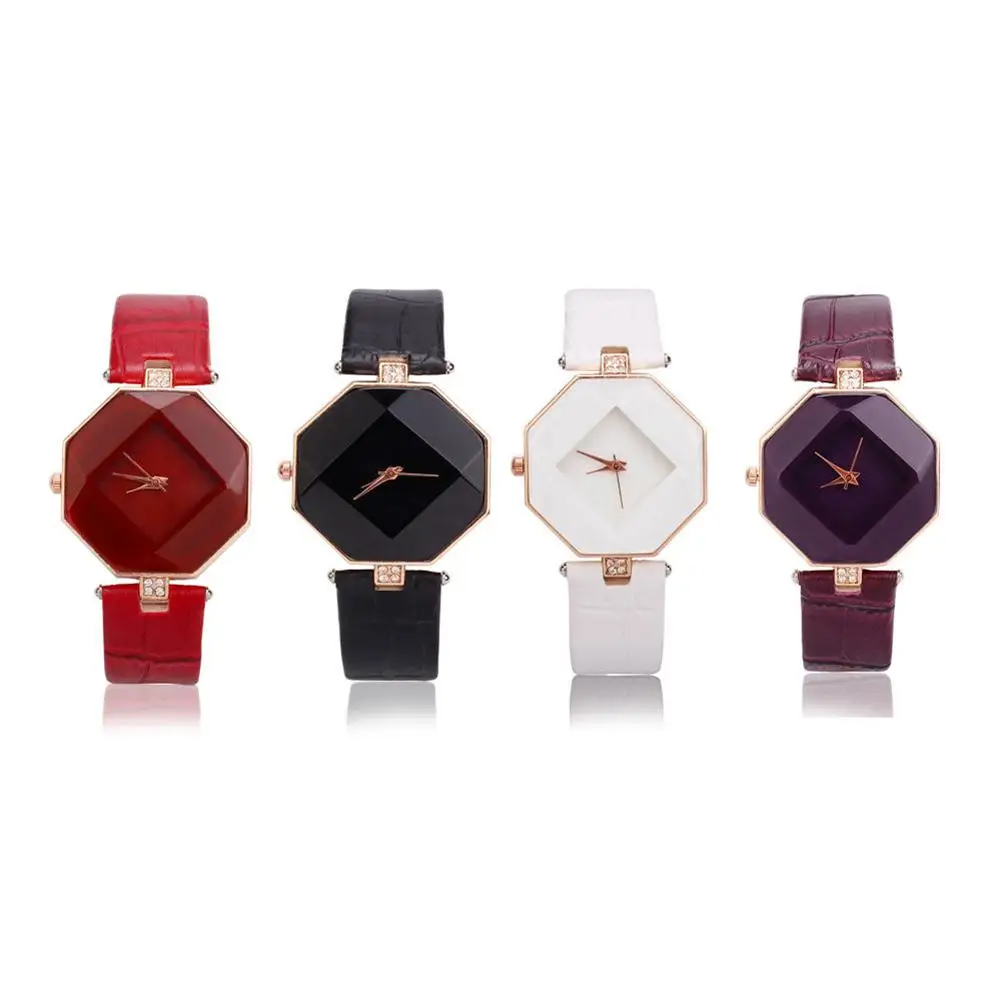 LinTimes женские часы сплошной цвет лаконичный призматический циферблат Кварцевые