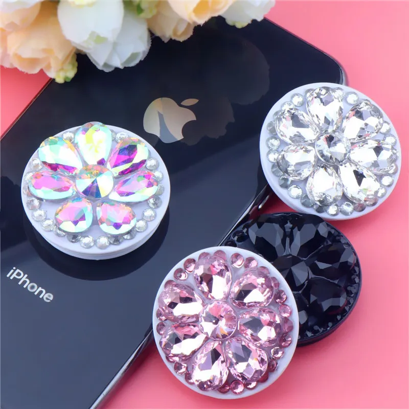 

Crystal Diamond Mobile Phone Holder Fashion Round Finger Ring Stand For IphoneXS XR 8 7 6s For Samsung Xiaomi Bracket Mount