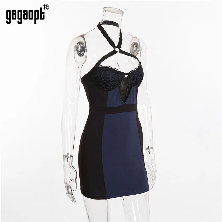 Gagaopt 2019 недоуздок клуб платья Для женщин Мода Контрастность Цвет сексуальное