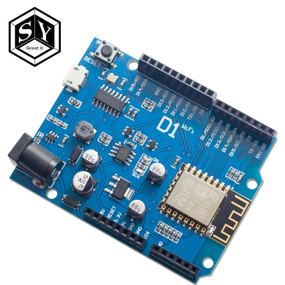 1 шт. Great IT New WeMos D1 Mini CH340 WiFi макетная плата ESP8266 ESP 12E uno на основе щит UNO|Интегральные