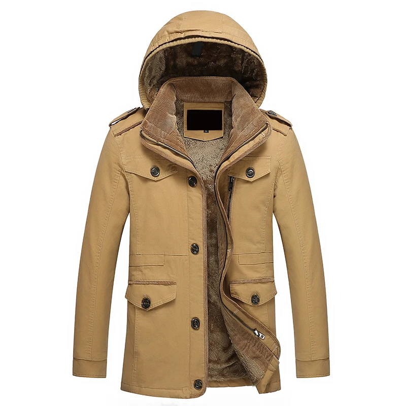 

Winter Jacket Men velvet Outwear Fleece Thick Warm Cotton Down Coat long Windproof Parka Men Brand Clothing casual Hood Padded