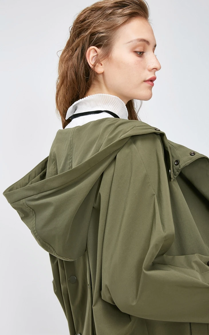 Vero Moda новые декоративные пуговицы с капюшоном регулируемые манжеты средней длины чистый ветер пальто Тренч | 318321532