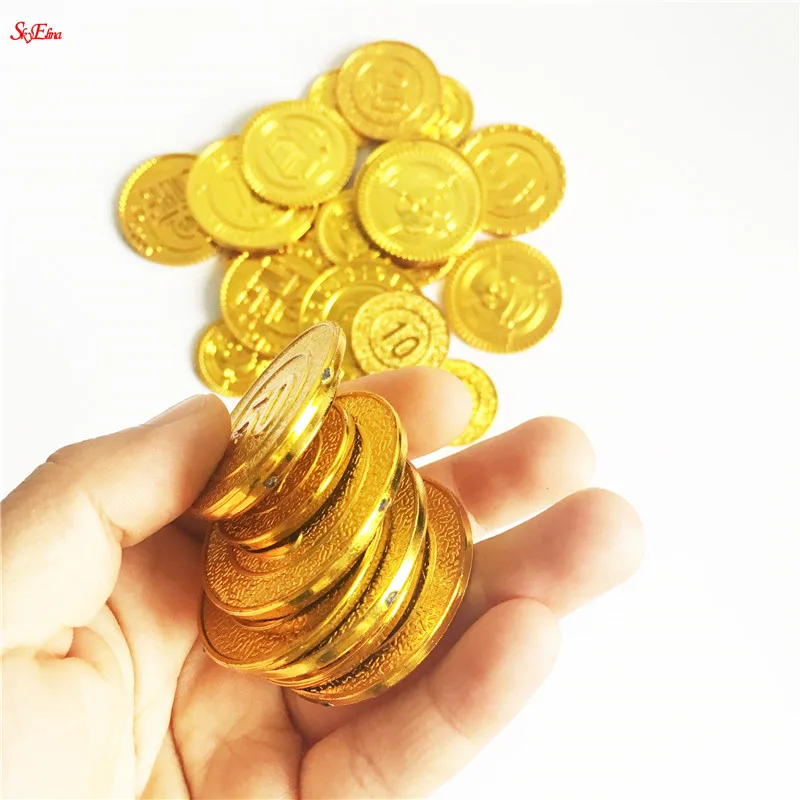 100 шт. Пластиковые пиратские золотые монеты тематические партии валюта партия