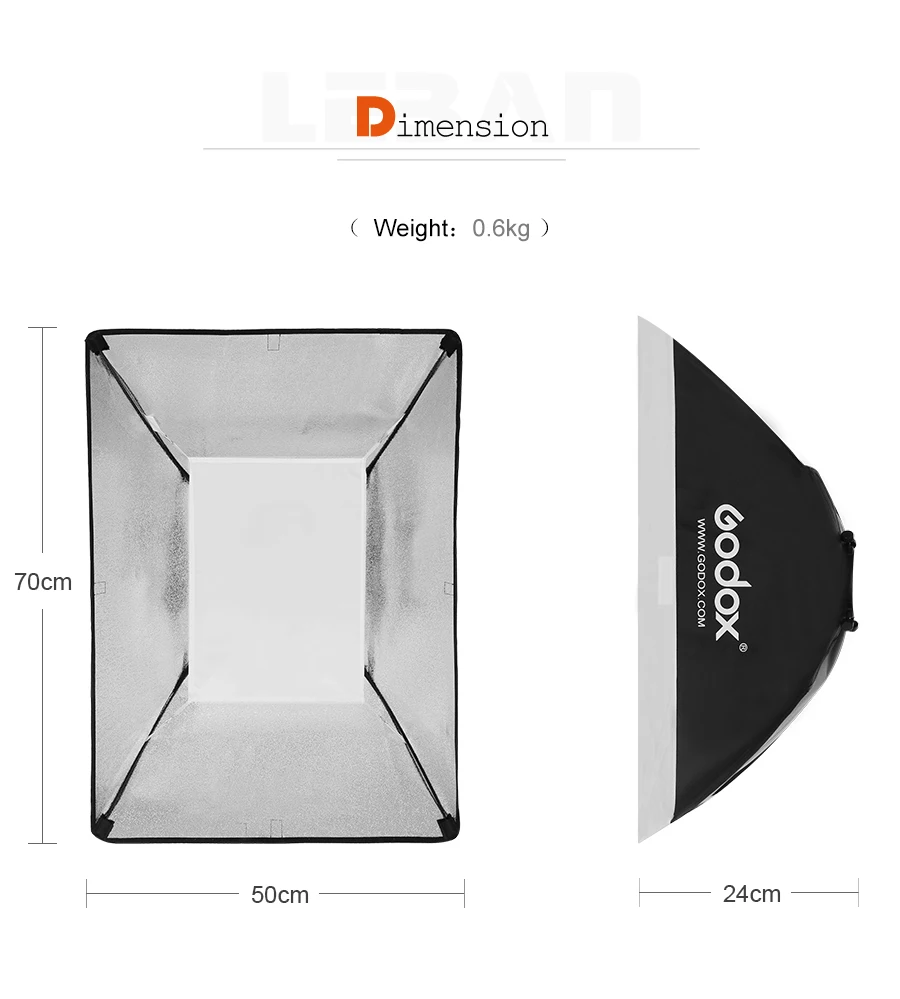 2 шт. Godox 2" x 27"/50x70 см софтбокс для фотостудии с универсальным креплением для студийной вспышки
