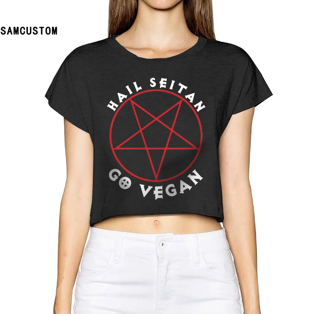 SAMCUSTOM 2017 Hail Seitan Go Vegan женские модные укороченные топы с 3D принтом уличная футболка