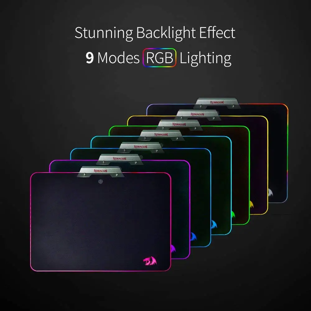 Redragon P011 Orion RGB коврик для мыши, твердая поверхность, водонепроницаемый, красочное светодиодное освещение игровой коврик для мыши Коврик для компьютера ноутбука Noteb