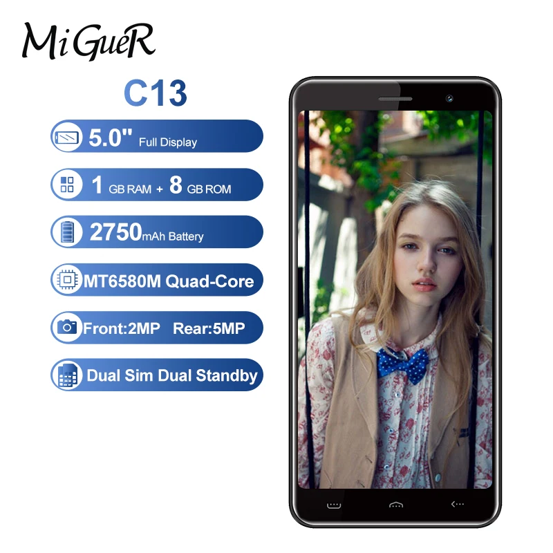 HOMTOM C13 3g смартфон 5 0 дюймов MT6580M четырехъядерный 1. 3G Гц 1 ГБ ОЗУ 8 Гб ПЗУ 2750 Мп задняя