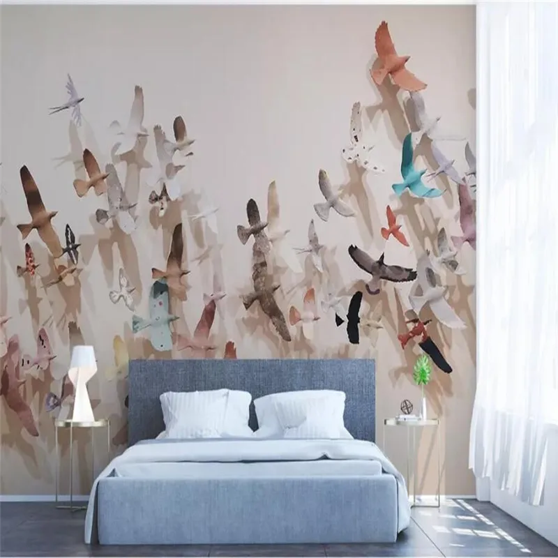 Creative group of flying birds background wall professional custom high-end mural factory wholesale wallpaper photo |