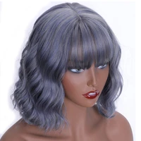 merisi hair synthetic hair blue 2 colors short water wave wigs for whiteblack women heat resistant fiber daily full false hair