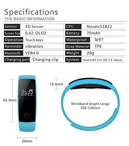 Activity Tracker QS 80 Bluetooth Band OLED Heart Rate Smart Bracelet Ios Android | Электроника