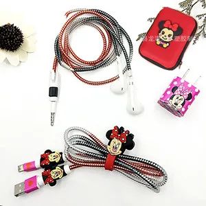 Милый мультяшный usb кабель протектор для Наушников набор с кабелем Стикеры