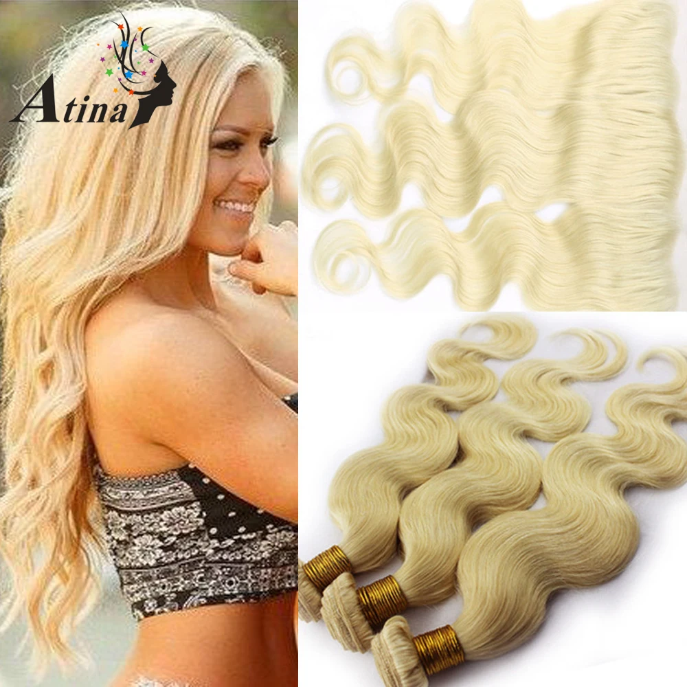 Atina Blonde 613 волосы перуанские объемные волнистые человеческие переплетение полный