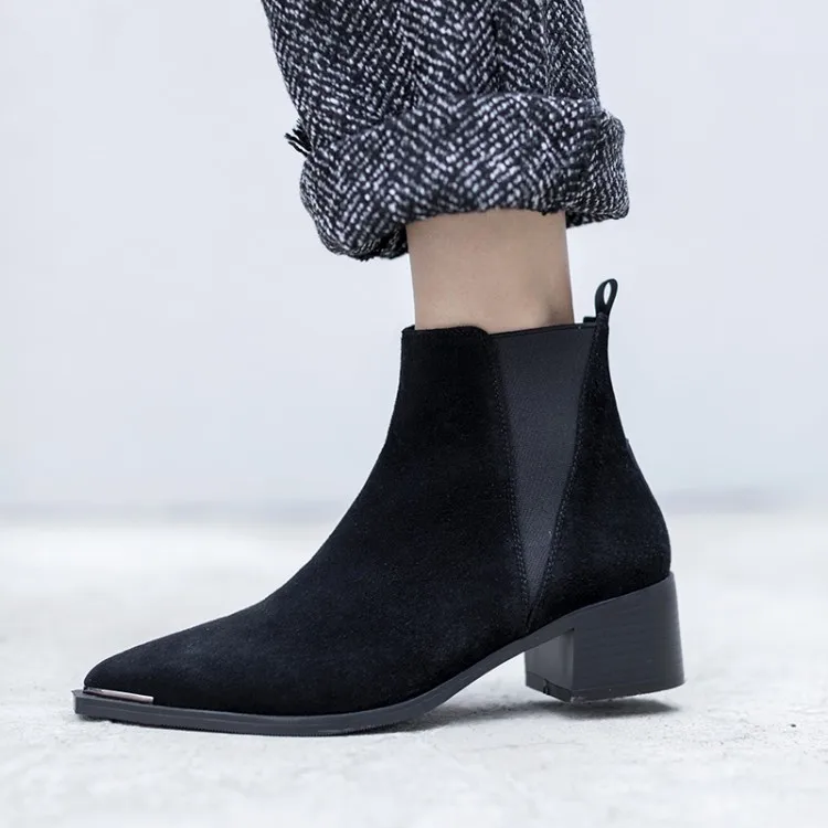 

{Zorssar} 2018 Spring and autumn Women shoes Genuine Leather low heel ankle Boots womens Chelsea boots zapatos de mujer botas