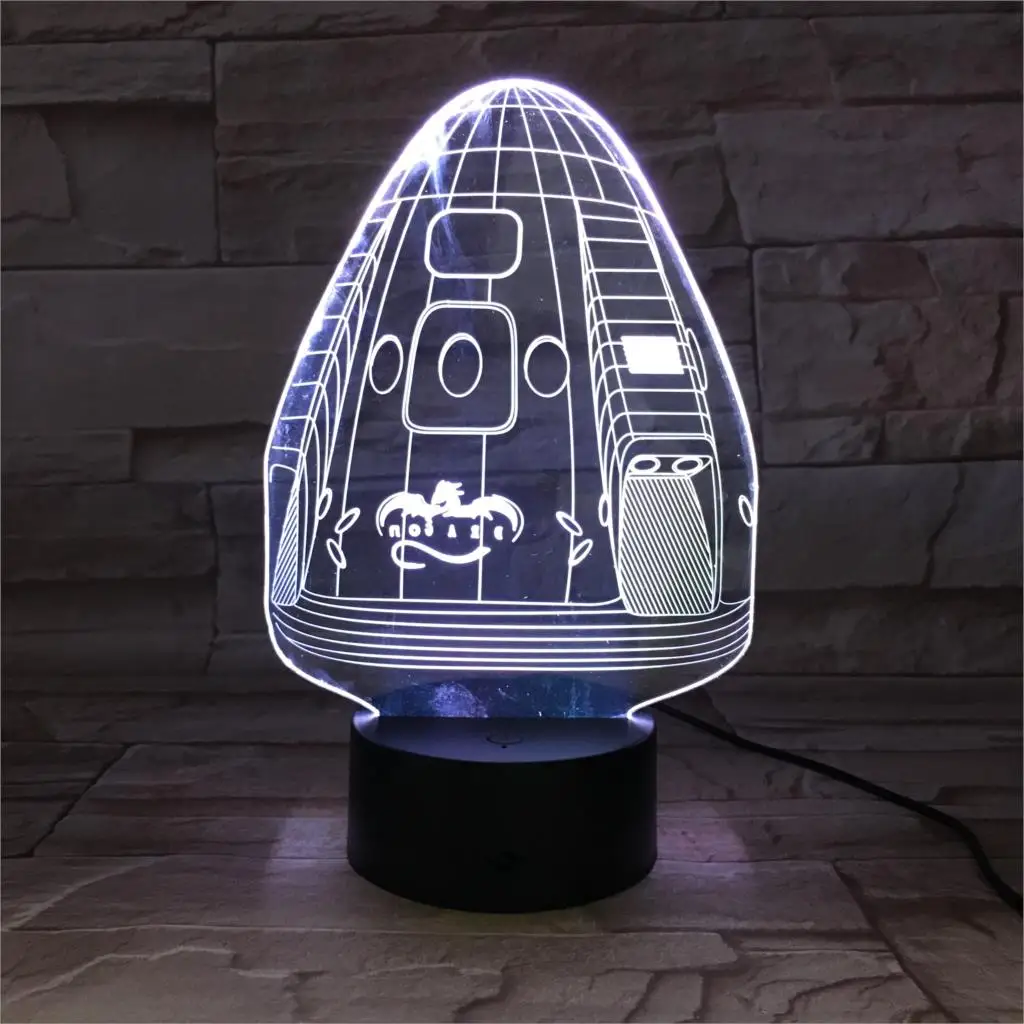 Астронавт космический корабль Космос X 3D лампа Иллюзия детский Ночной светильник сенсорный Лава сенсорный аккумулятор USB Рождественский дропшиппинг - Испускаемый цвет: 2