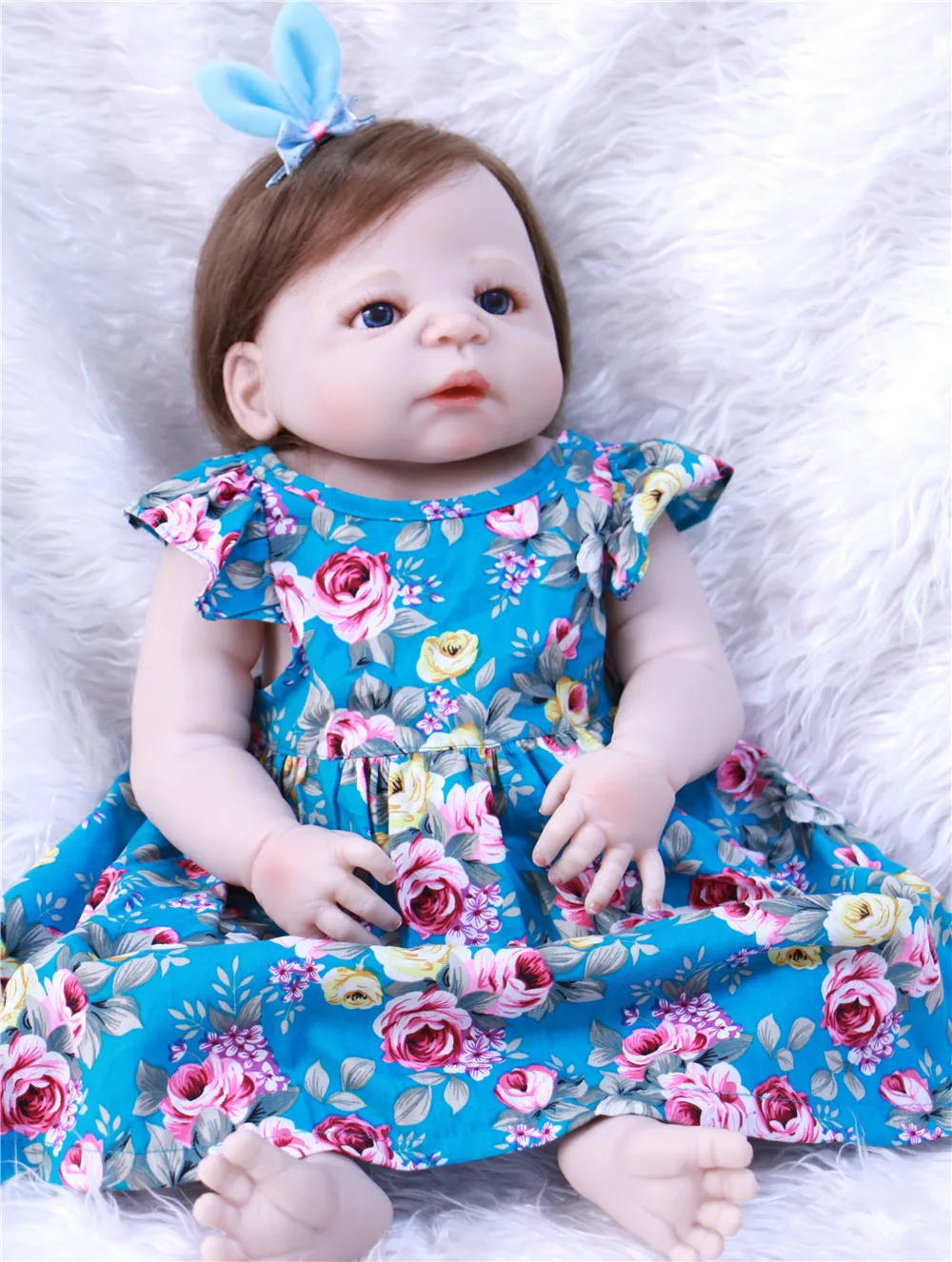 Силиконовая кукла reborn Baby для девочек 57 см милый волокнистый волос высокое