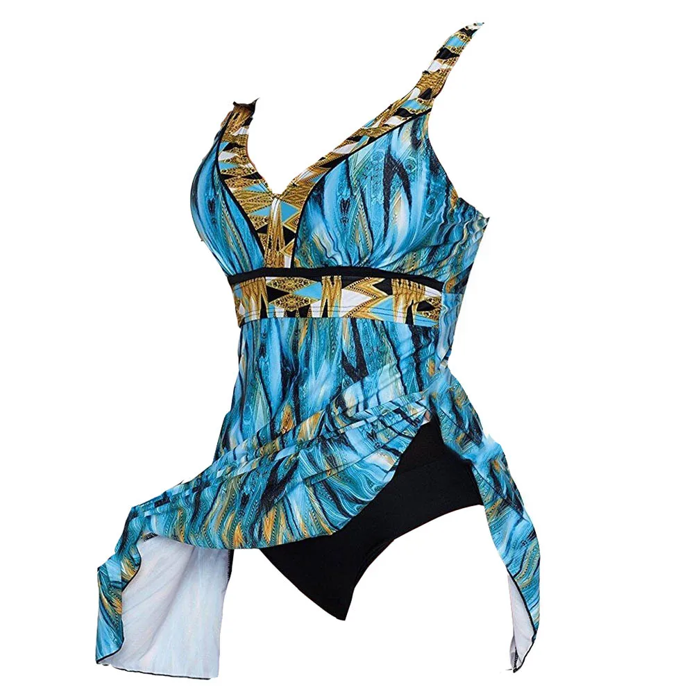 FS Пловцы Плюс Размер Женщины печати Ремень погружающийся Высокая талия вырезать