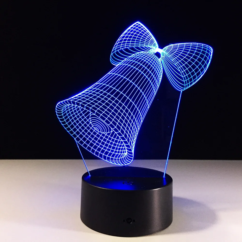 7 цветов лампа колокол 3D визуальные Светодиодные ночные огни для детей сенсорный