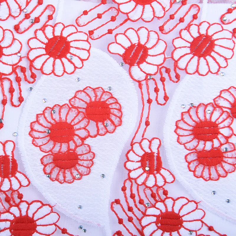 Кружевная ткань из молочного шелка африканская сетчатая кружевная с вышивкой в