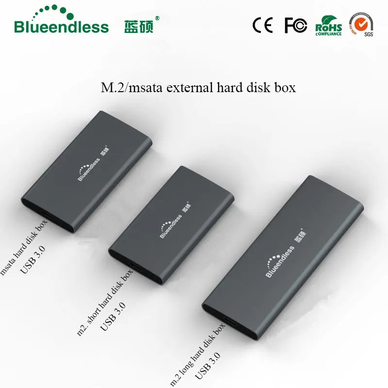 Blueendless M.2 портативный корпус для жесткого диска Ssd Тип c Usb 3 0 Msata 2242/2260/2280