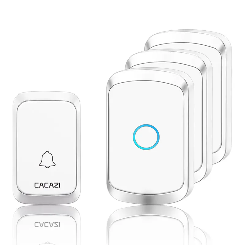 1 button 3 receiver CACAZI беспроводной дверной звонок 300 м дистанционный водонепроницаемый 1 2 кнопки 1 2 3 приемник умный беспроводной светодиодный светильник домашний дверной Звонок - Цвет: 1 button 3 receiver