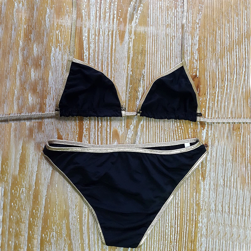 Летний Сексуальный Купальник Черное Золото Женщины Пляж Бикини Купальный