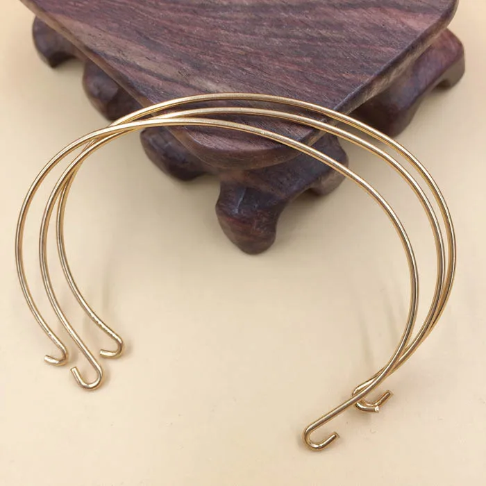 65*1.2mm Open Bracelet Settings Wire Connectors with 2 Hooks Loops Blank Base Metal Brass Circle Bangle Findings DIY Making | Украшения и