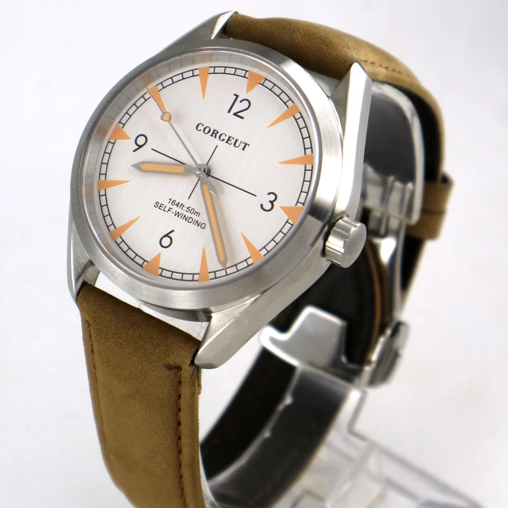 

Brushed 41mm men's watch white dial sapphire glass 5ATM Automatic movement watch men