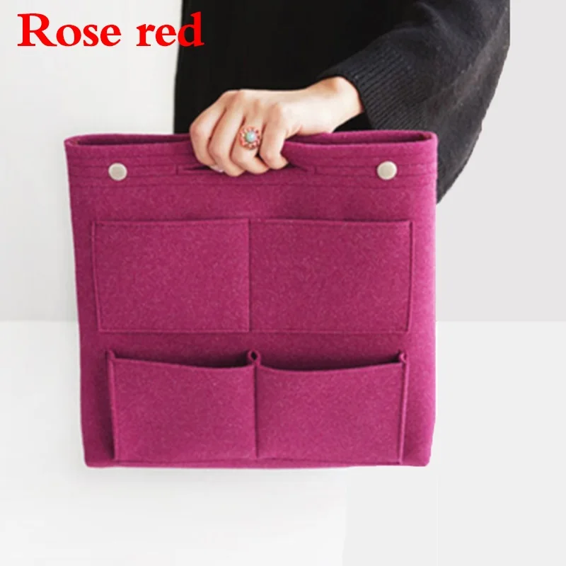Rose red Модная фетровая косметичка, Большая вместительная сумка-тоут, войлочная вставка, кошелек, органайзер, косметички, сумочка - Цвет: Rose red