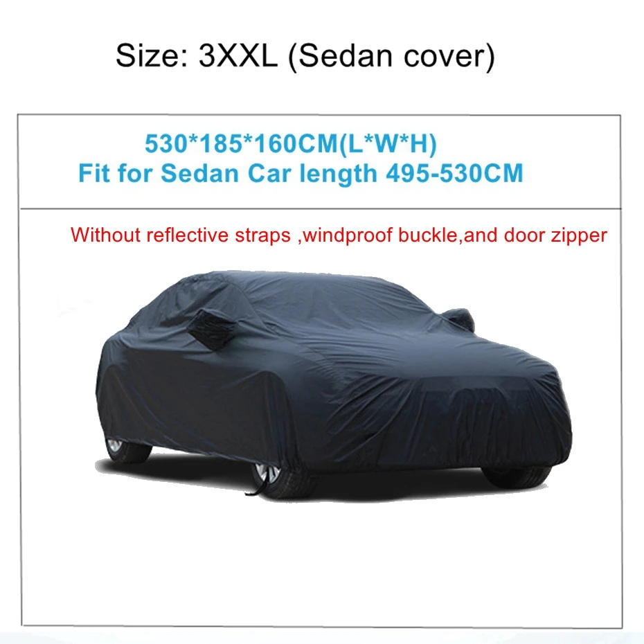3XXL-530x185x160 X Autohaux Универсальный Полный чехол для автомобиля крытые наружные автомобильные чехлы Снежный лед водонепроницаемый защита от пыли защита от солнца УФ-защита для всех сезонов - Название цвета: 3XXL-530x185x160