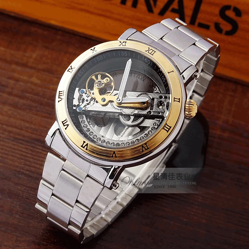 Часы мужские механические прозрачные из нержавеющей стали|steel watch bracelet|steel wrist