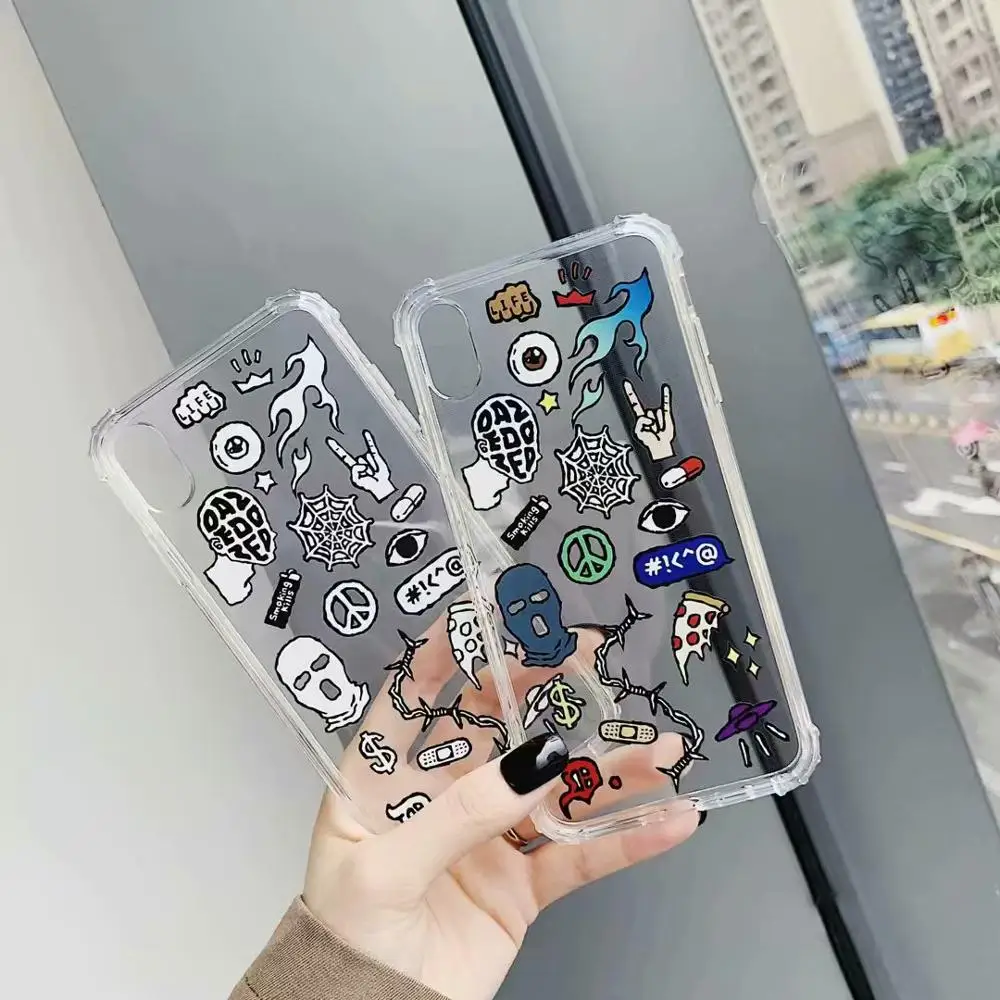 Силиконовый чехол ORYKSZ с милыми граффити для iphone XS Max XR X 6S 6 7 8 Plus ультра тонкие