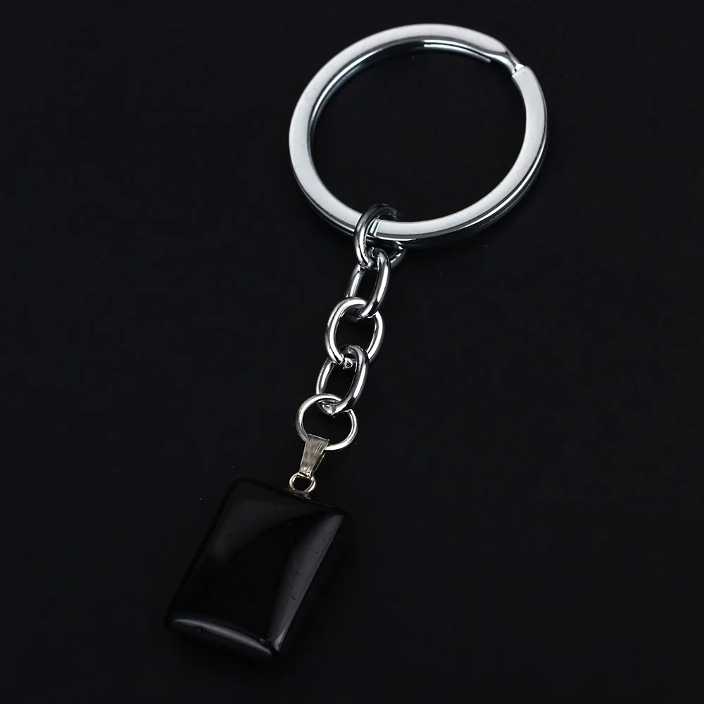 Новые черные квадратные подвески из природного камня брелок для ключей женские и