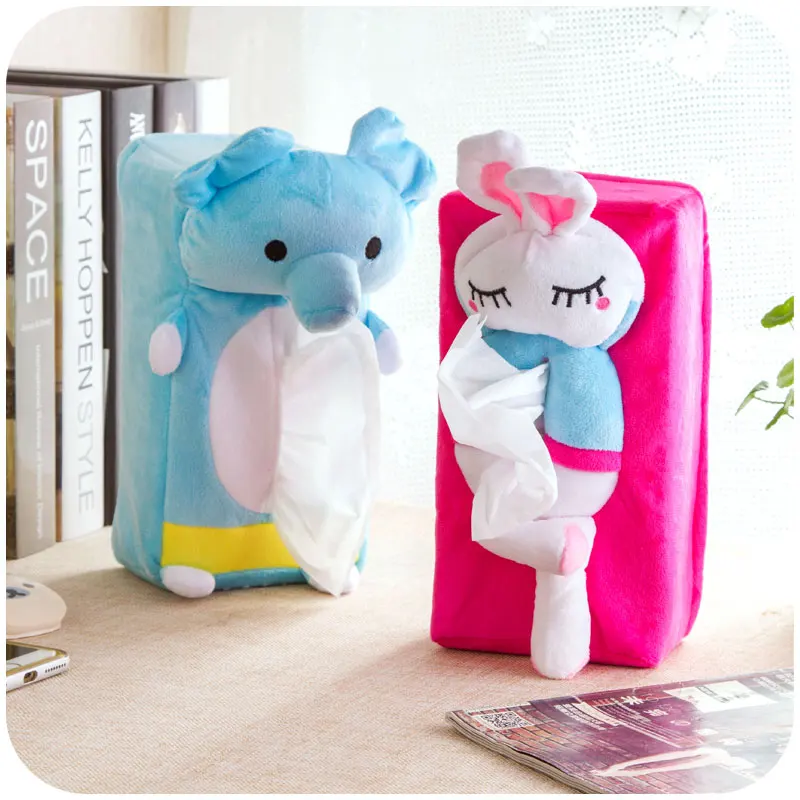 Мультяшный животный дизайн плюшевый прямоугольник для салфеток держатель чехол