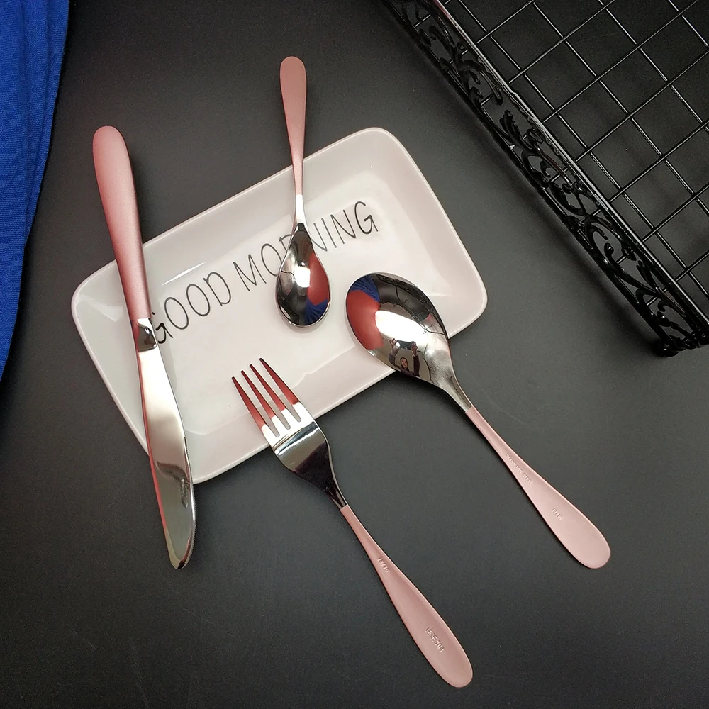Хит продаж 4 шт. классические элегантные столовые приборы розового и серебряного
