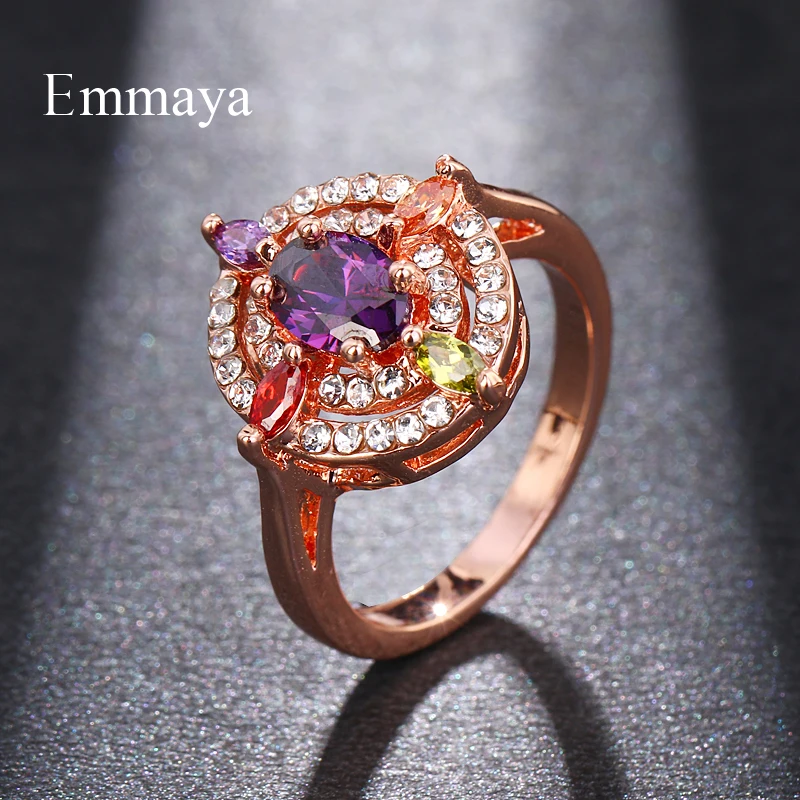 Emmaya Модный свадебный Кристалл из розового золота обручальное кольцо с одним