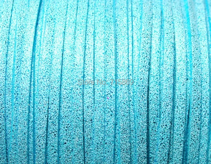 Free Ship  100 Meters 10mm x 1.5mm Metallic Aquamarine Flat Faux Suede Leather Cord For Necklace and Bracelet