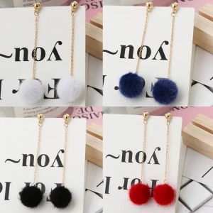 Женские длинные серьги в Корейском стиле с помпоном для волос|long earrings|earrings longplush