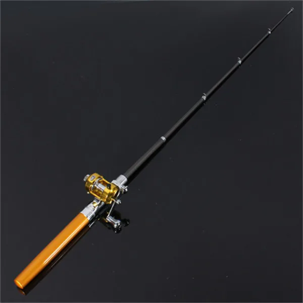 NEW Hot Mini Telescopic Portable Pocket Aluminum Alloy Pen Fishing Rod Pole Reel Black Fibre Glass golden yellow | Спорт и