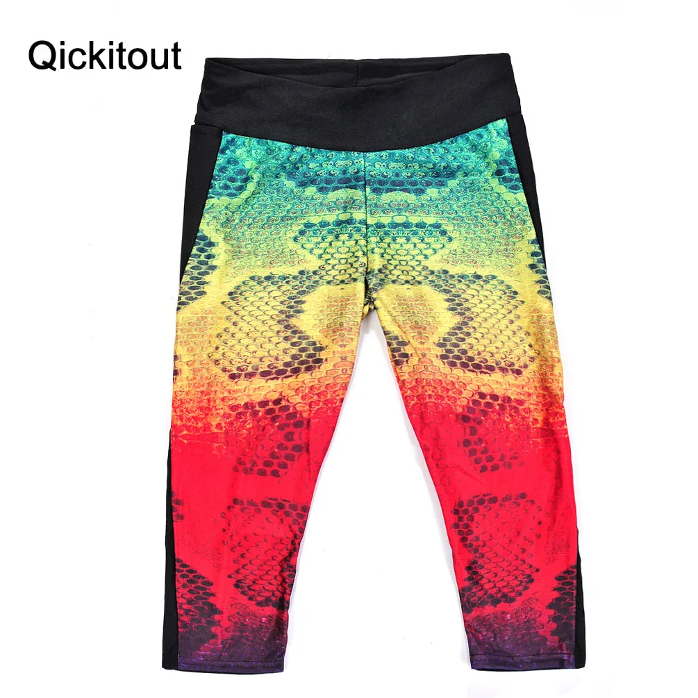 Популярные женские 7 точечные брюки леггинсы цветной Змеиный узор необычный