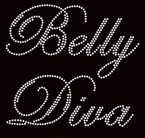 Free shipping Belly Diva CLEAR Rhinestone Transfer Iron on Text | Дом и сад