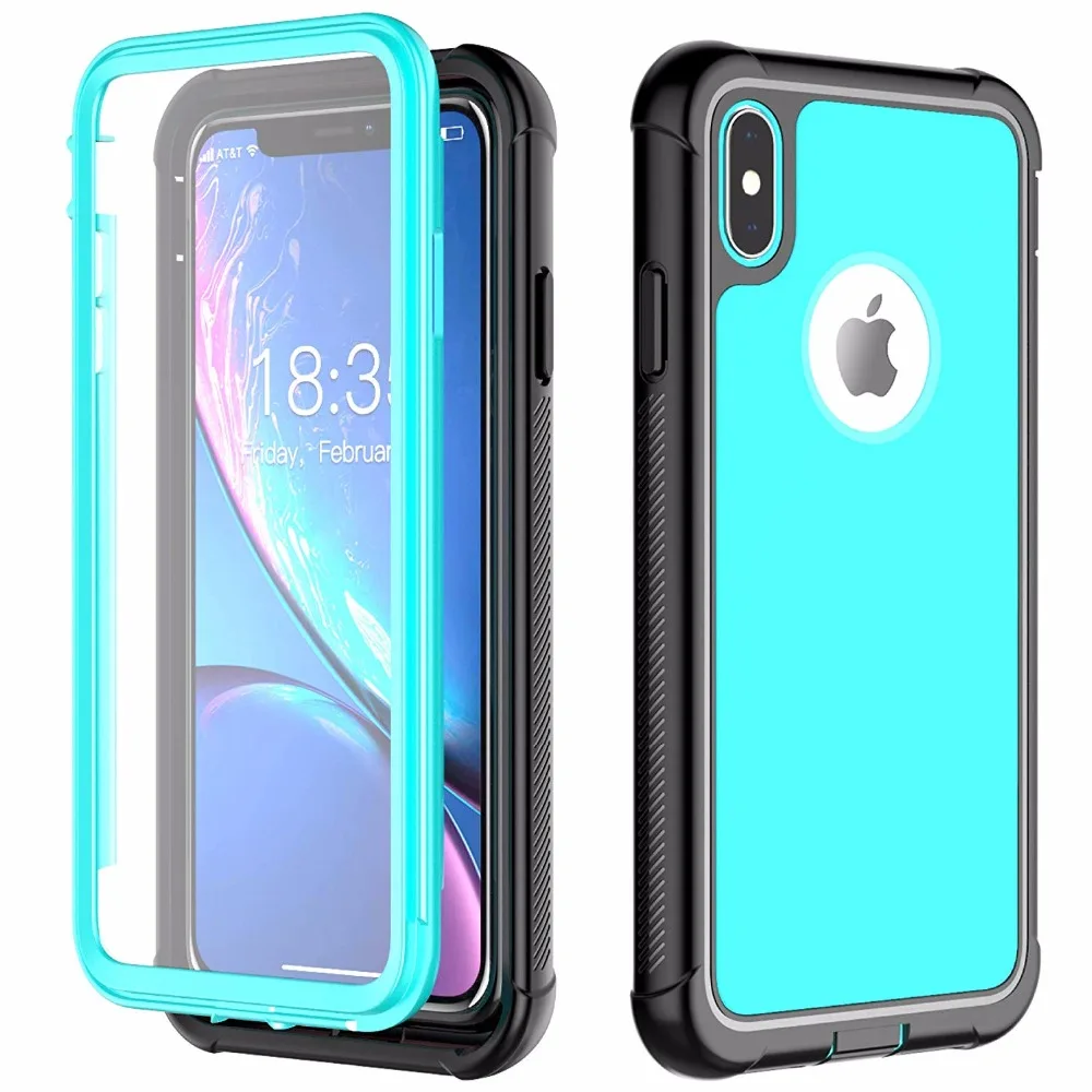 Для iPhone Xs Max полностью прочный защитный чехол со встроенным экраном тонкий