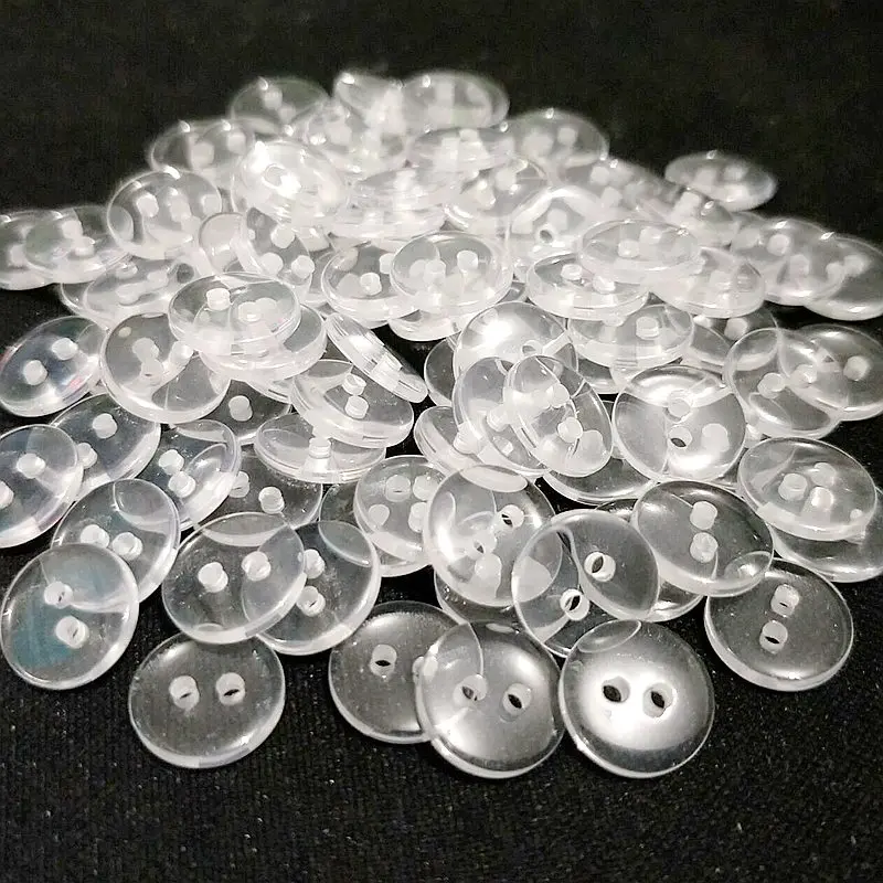 

HL 50pcs 10mm Round Shape 2 holes Transparent Resin Buttons Kid's Garment Sewing Accessories DIY Scrapbookings