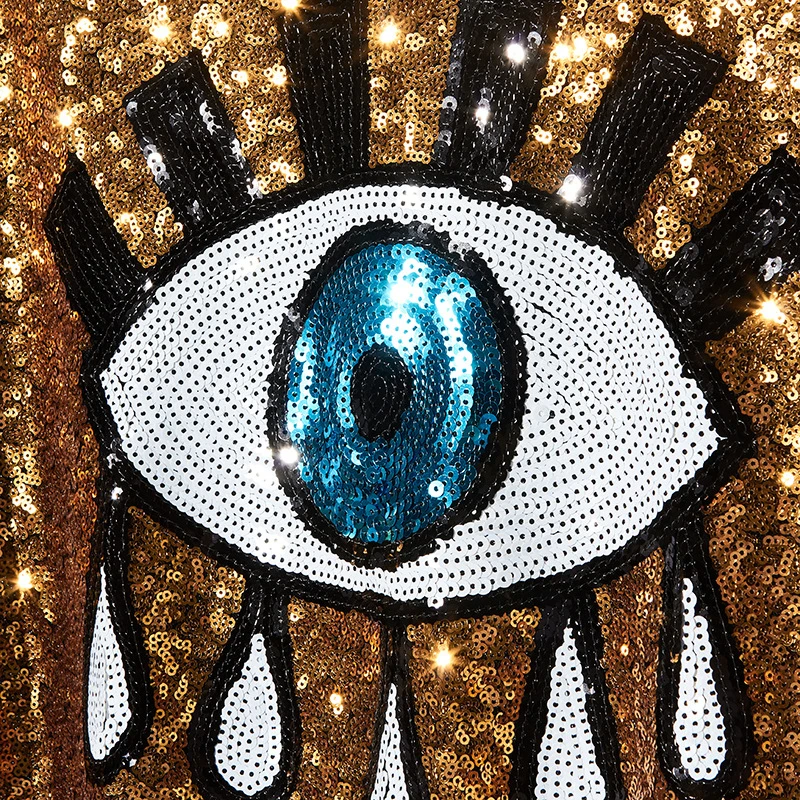 Свободный джемпер с большими глазами расшитая блестками куртка Клубная одежда