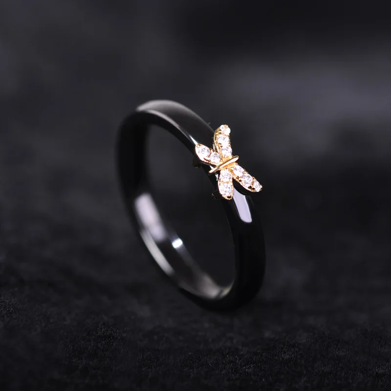 Роскошные Черные Керамические Серьги и Кольцо Набор Для Женщин Кубического