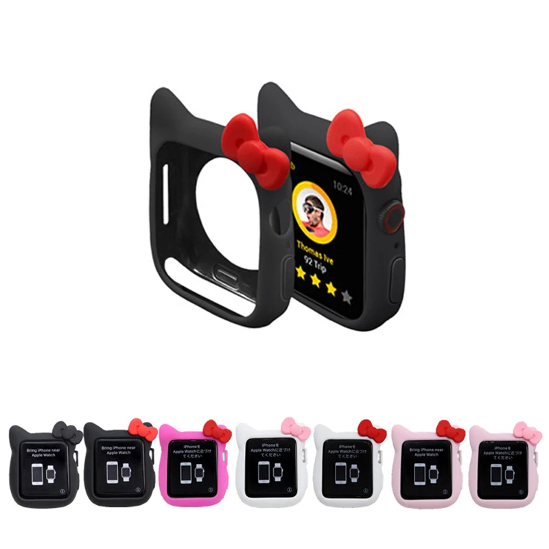 Силиконовый чехол из ТПУ с котом для Apple Watch Series 4 3 2 1 симпатичная повязка кожи iWatch
