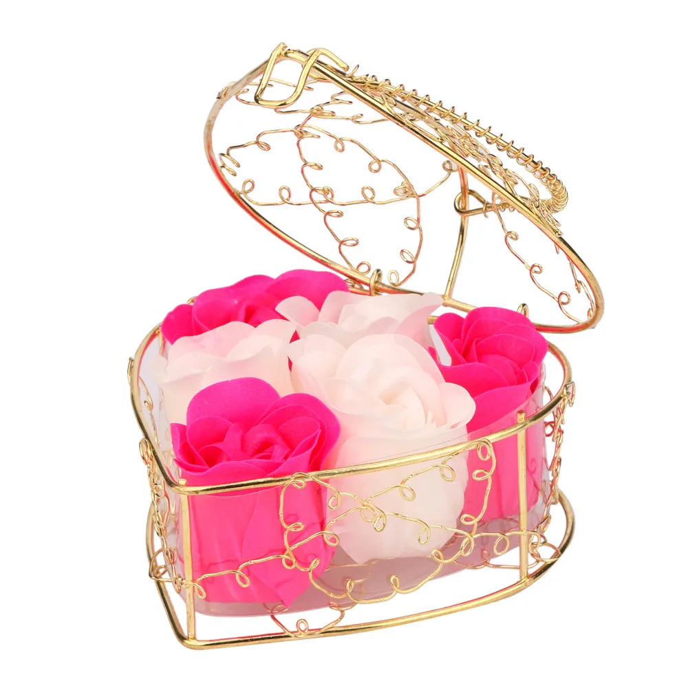 Hot Pink 6 шт., розовое мыло, смешанный цвет, сердце, ароматизированное, для ванны, для тела, лепесток, мыло с розой, свадебное украшение, лучший подарок для влюбленных - Цвет: Hot Pink