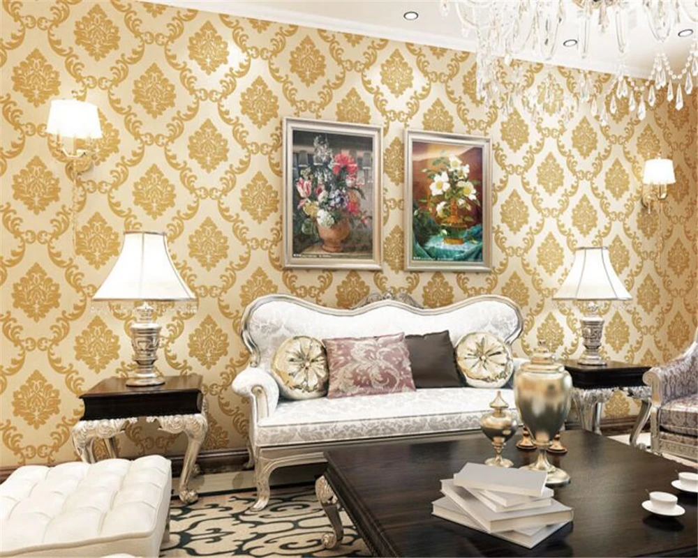 

beibehang 3D Luxurious European carved embossed nonwoven wallpaper living room bedroom background wall restaurant 3d wallpaper