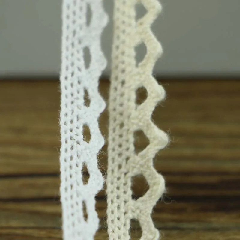 Вязаная хлопковая кружевная лента бежевого и белого цвета 5 ярдов/штука сделай