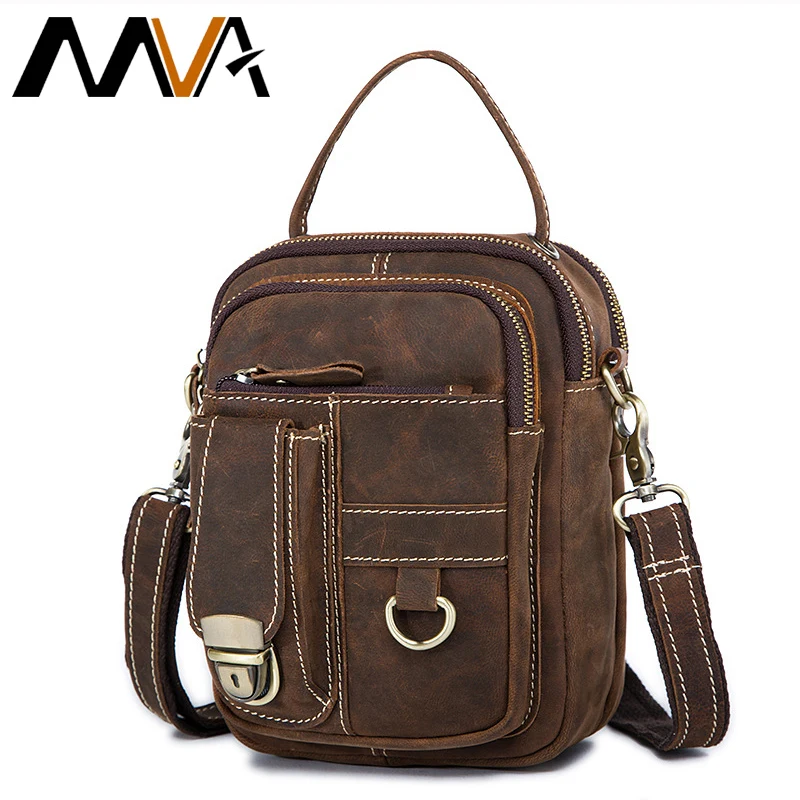 

MVA Genuine Leather Bag Belt Men Male Belt Men's Waist Pack Small Man Travel Fanny Pack For Phone Leather Men's Waist Bag