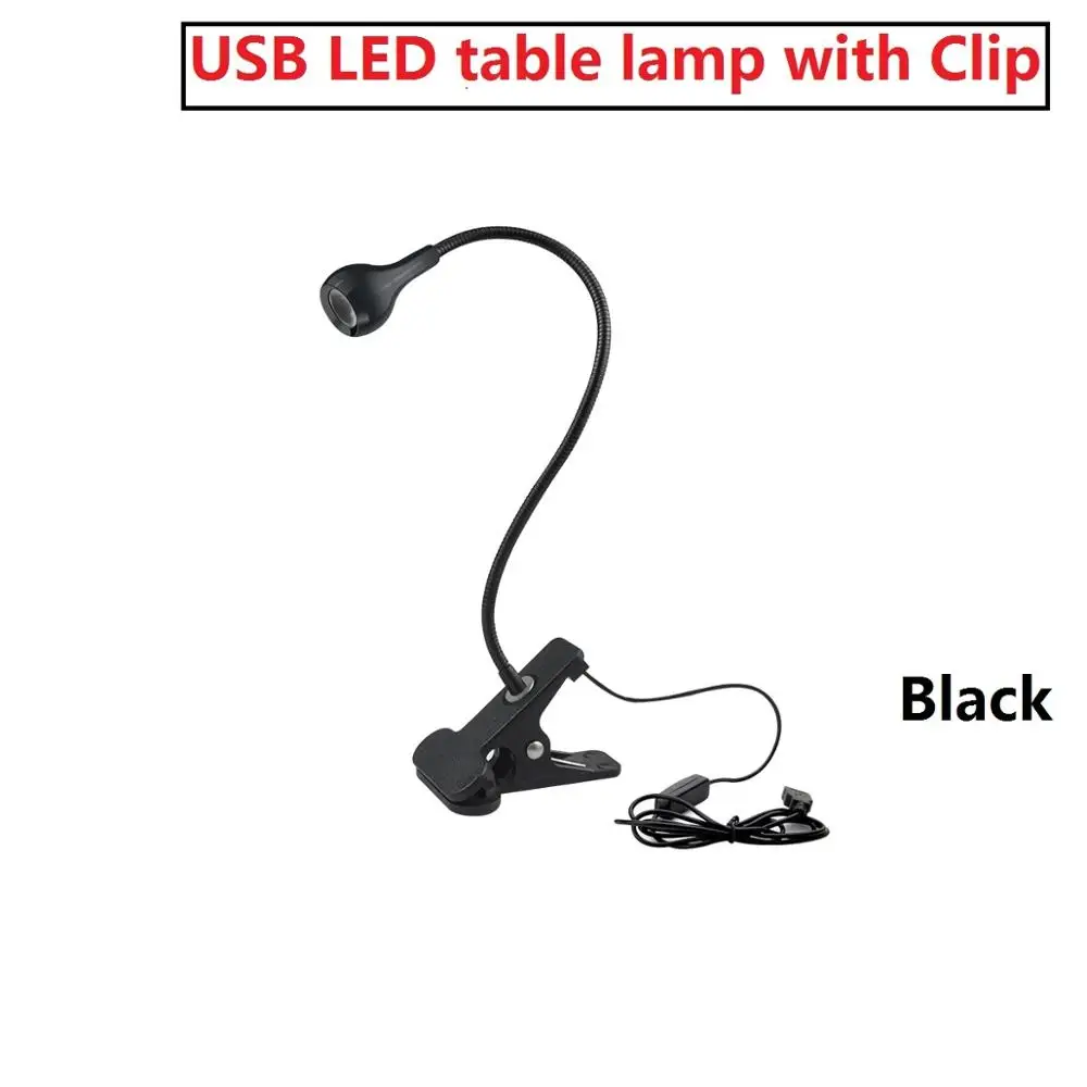 Black 5 В USB Мощный светодиодный Настольный светильник защита глаз настольная лампа Гибкая Трубка Регулируемый зажим Настольный светильник для спальни учебный светильник ing - Цвет корпуса: Black